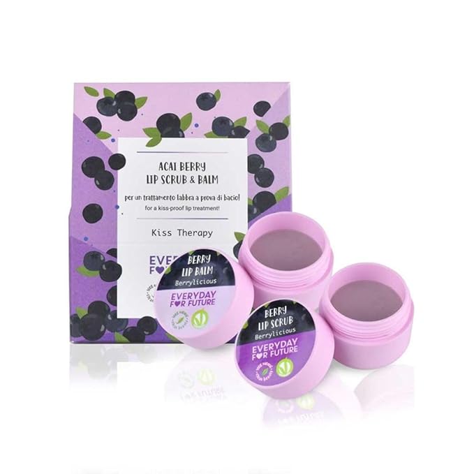 Acai Berry Lip Scrub & Lip Balm Kit | Moisturizing Lip Scrub & Lip Balm Lip Kit, Vegan & Cruelty Free Lip Scrub & Lip Balm Lip Kit | 100% Natural Lip Scrub & Lip Balm Lip Kit-Velvo Beauty