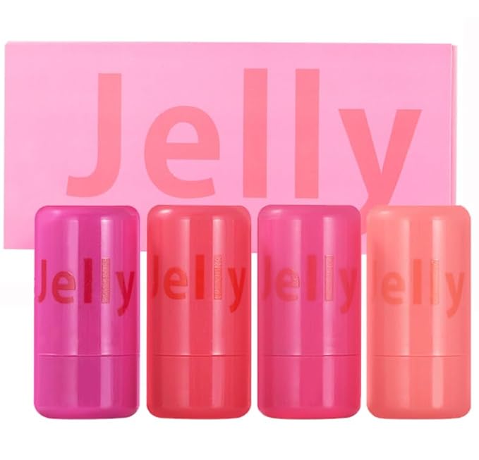 Cooling Water Jelly Tint Blush,4 Colors Multi-Use Tint Blush Makeup Stick Watercolor Finish for Lips and Cheek Stain, Moisturising Waterproof Non-Stick-Velvo Beauty