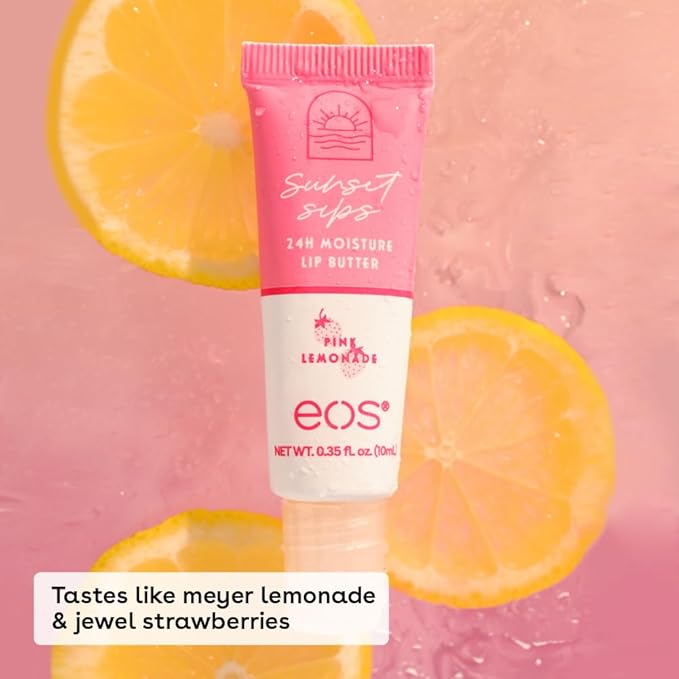 eos 24H Moisture Super Balm- Pink Lemonade & Wild Cherry Slushie, Lip Mask, Day or Night Lip Treatment, Made for Sensitive Skin, 0.35 fl oz, 2-Pack-Velvo Beauty
