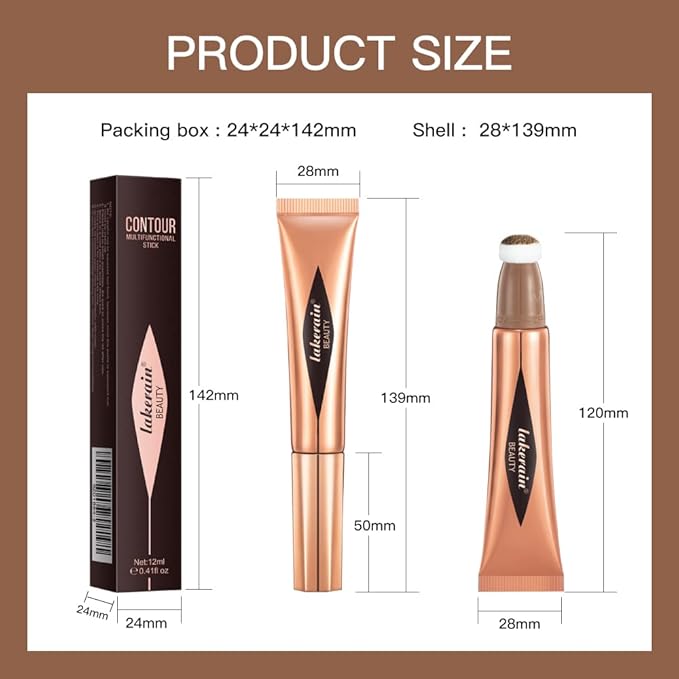 MEICOLY Liquid Contour Beauty Wand,Cream Contour Stick with Cushion Applicator,Liquid Bronzer Stick for Women and Girl,Blendable Long Lasting Smoothly Silky Contour Makeup,Cruelty-free,Medium to Dark-Velvo Beauty