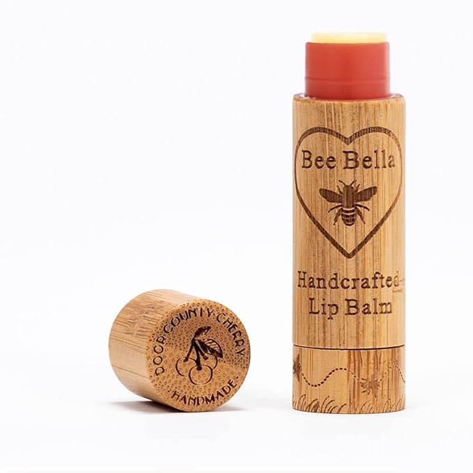 Bee Bella Lip Balm, Cherry, 3 Pack - Hydrating, Moisturizing Lip Care, 100% Natural, Original Organic Beeswax with Vitamin E, Handmade in USA-Velvo Beauty