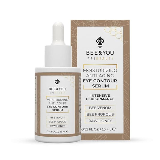 BEE and YOU Eye Cream, Anti Aging, Anti Wrinkle Serum 100% Natural with Bee Venom, Propolis Extract, Raw Honey, Hyaluronic Acid, For Dark Circles Under Eye Treatment and Puffiness, Skin Care, 15ml-Velvo Beauty