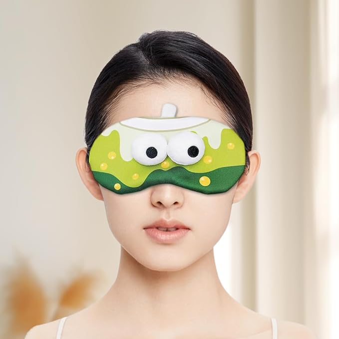 PERFECTSIGHT Sleep Eye Masks, Cute Plush Sleep Eye Cover Lightweight Adjustable Eyeshade Faux Fur Mask Cover for Women Men Sleep Travel Nap, Bubble Tea-Velvo Beauty