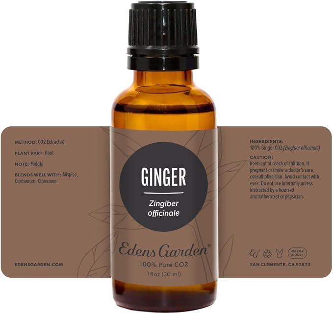 Edens Garden Ginger CO2 Essential Oil- 100% Pure Premium Grade, Undiluted, Natural, Therapeutic, Aromatherapy, The Best for Diffuser, Candle, Laundry, Humidifiers 30 ml (1 fl oz)-Velvo Beauty