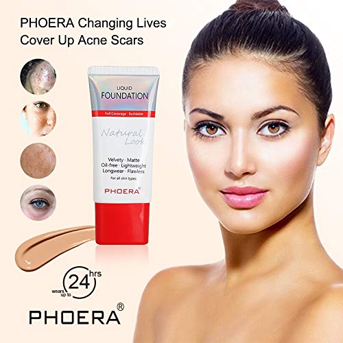 AQUAPURITY PHOERA Full Coverage Foundation New Formula Waterproof Long Lasting Oil Free Velvet Matte Liquid Foundation for Oily Skin Flawless Makeup Base Cream Concealer (108 Tan)-Velvo Beauty