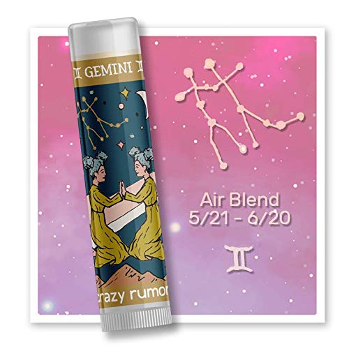 Crazy Rumors Gemini Zodiac All Natural, Plant Based Lip Balm to Moisturize and Nourish your Lips - Air Blend (Vanilla Cream, Fresh Berry and Botanical Lavender)-Velvo Beauty