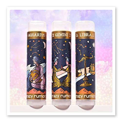 Crazy Rumors Aquarius Zodiac All Natural, Plant Based Lip Balm to Moisturize and Nourish your Lips - Air Blend (Vanilla Cream, Fresh Berry and Botanical Lavender)-Velvo Beauty