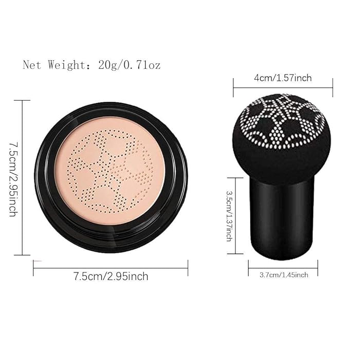 Air Cushion CC Cream Mushroom Head Foundation, Moisturizing BB Cream Makeup Long Lasting Matte Concealer (2 PCS Natural)-Velvo Beauty