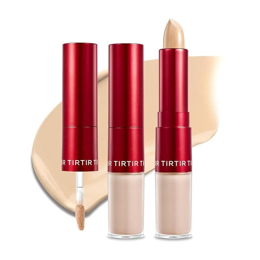 TIRTIR Glide&Hide Blurring Concealer - Creamy texture, Conceals dark circles and wrinkles, Dual formula (liquid tip & balm stick), Long-lasting wear, Korean Makeup, Korean Makeup, #3.5W, 0.28 Oz-Velvo Beauty