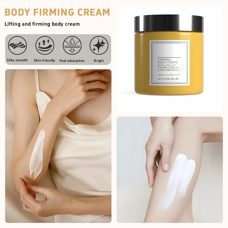 Champagne Lift Body Creme,lift firming body creme, with Luxe-Lift Firming Complex & Pink Pepperslim,Deep Hydration & Smoothing, Hydrates Dry Skin Arms & Legs (Vanilla)-Velvo Beauty