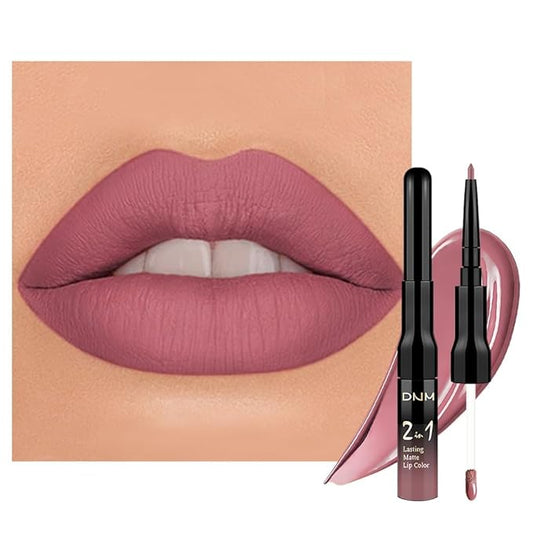 evpct 1Pcs Mauve Matte Lip Liner Stain Liquid Lipstick Makeup Set for Women, Mauve Lip Stick Liner Combo Long Lasting Waterproof, labiales matte mate larga duracion Long Wear 24 hours Lipstick, 34-Velvo Beauty