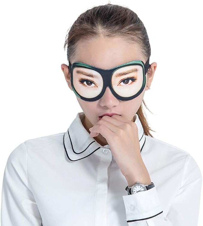 Honbay 3D Funny Eyeshade Soft Sleep Eye Mask with Adjustable Head Strap for Travel, Game, Party, Rest, Sleeping (Woman)-Velvo Beauty