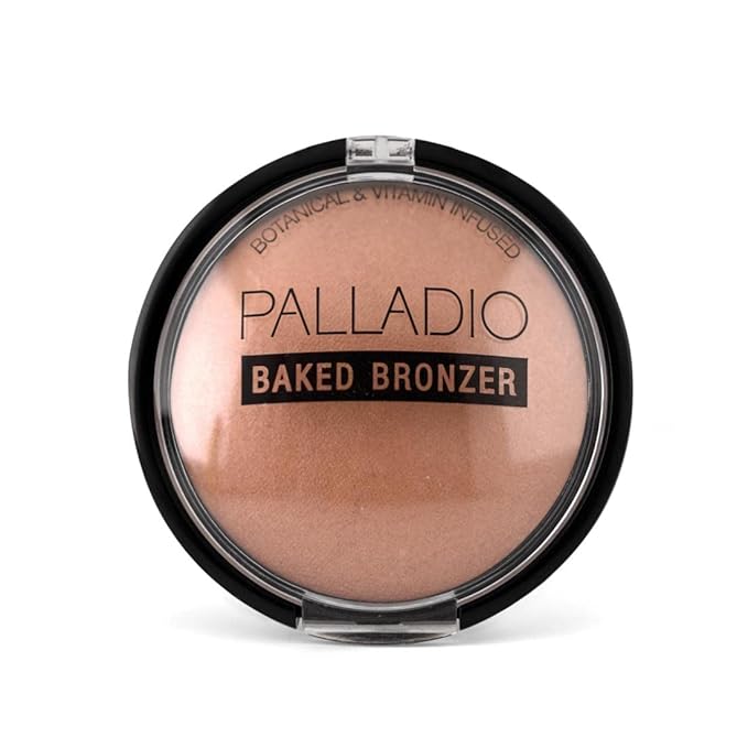 Palladio Baked Bronzer, Highly Pigmented and Easy to Blend, Shimmery Bronzed Glow, Use Dry or Wet, Lasts all day long, Provides Rich Tanning Color Finish, Powder Compact, Atlantic Tan-Velvo Beauty