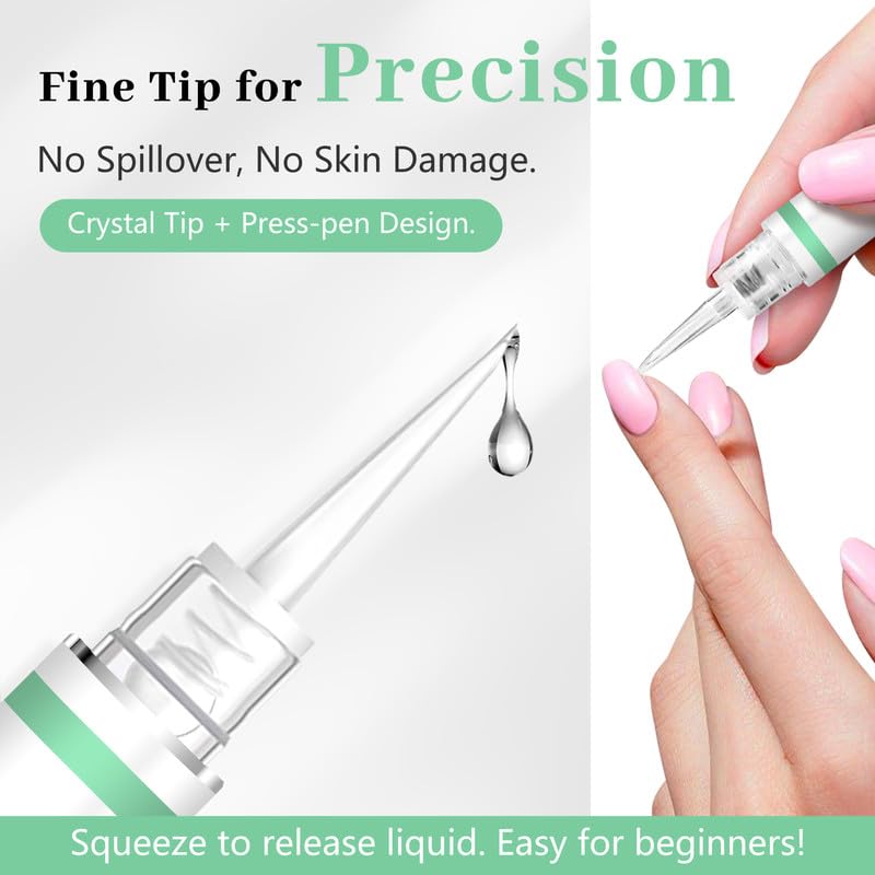Nail Glue Remover for Press on Nails, 2025 Upgraded 2 In 1 Stick & Remover Pen Design, Not for Gel Polish Base Coat, Quick Gentle Removal Fake Nail Tips Press Ons, 2pcs*5ml-Velvo Beauty