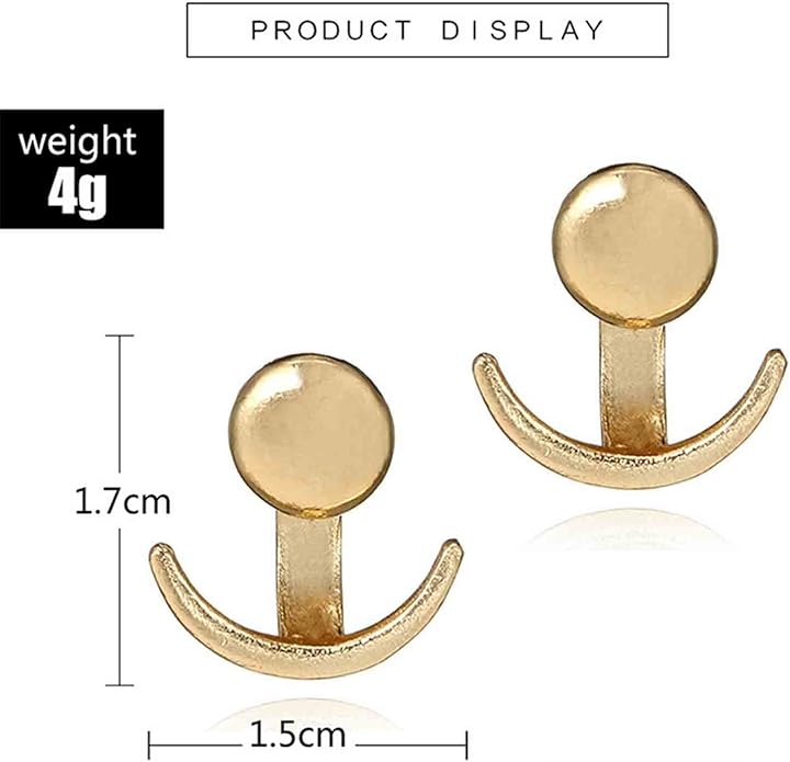 Boho Moon Ear Jackets Earrings Crescent Moon Stud Earrings Gold Sun Moon Earrings Minimalist Double Sided Round Earrings Jewelry for Women-Velvo Beauty