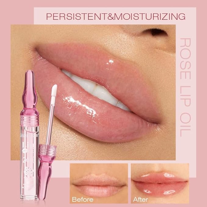 Rose Lip Oil Moisturizing Nourishing Repair Lips Reduce Fine Lines Relieve Dryness Long-Lasting Daily Use Lip Care-Velvo Beauty