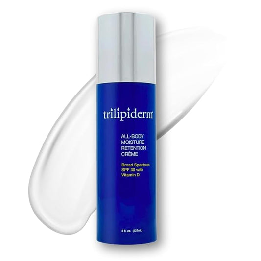Trilipiderm All-Body Moisture Retention Crème with SPF 30, Vitamin D - 8oz Airless Pump Sunscreen-Velvo Beauty