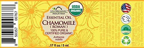 US Organic 100% Pure Chamomile (Roman) Essential Oil - USDA Certified Organic, Steam Distilled - W/Euro Dropper (More Size Variations Available) (5 ml)-Velvo Beauty