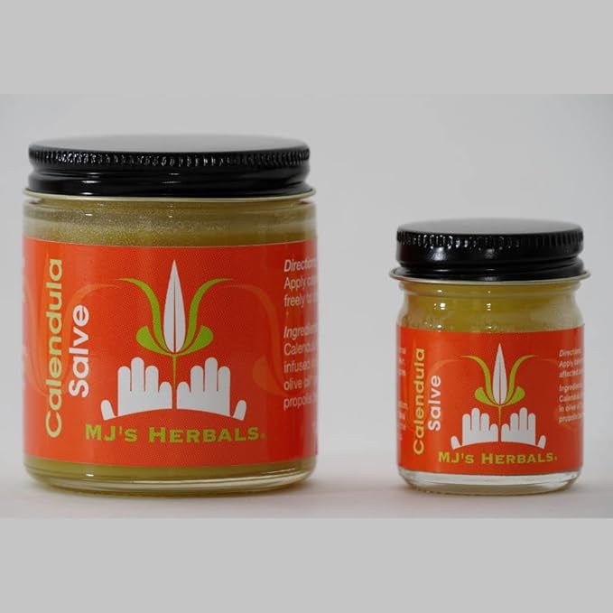 MJ's Herbals Calendula Salve - Skin Soothing Balm, Eczema Cream, Diaper Rash, Scars, Bug Bites, Made w/Calendula Blossoms & Propolis Beeswax (1 oz)-Velvo Beauty
