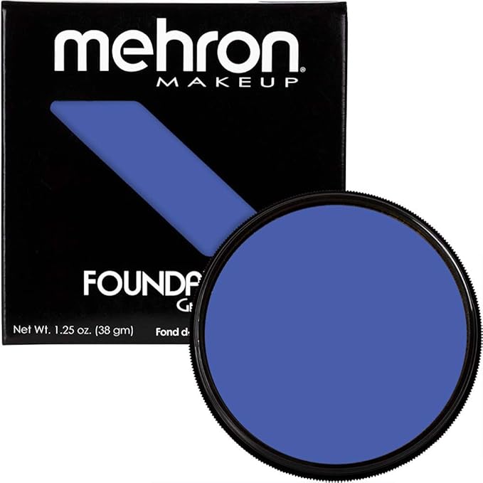 Mehron Makeup Foundation Greasepaint | Stage, Face Paint, Body Paint, Halloween Makeup 1.25 oz (38 g) (BLUE)-Velvo Beauty