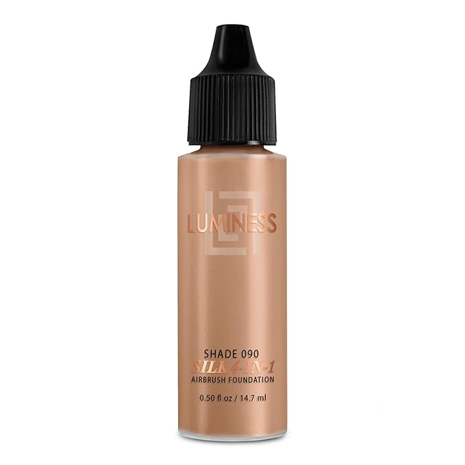 Luminess Air Silk 4-In-1 Airbrush Foundation- Foundation, Shade 090 (.5 Fl Oz) - Sheer to Medium Coverage - Anti-Aging Formula Hydrates and Moisturizes - Professional Makeup Kit for Cordless Air Brush-Velvo Beauty
