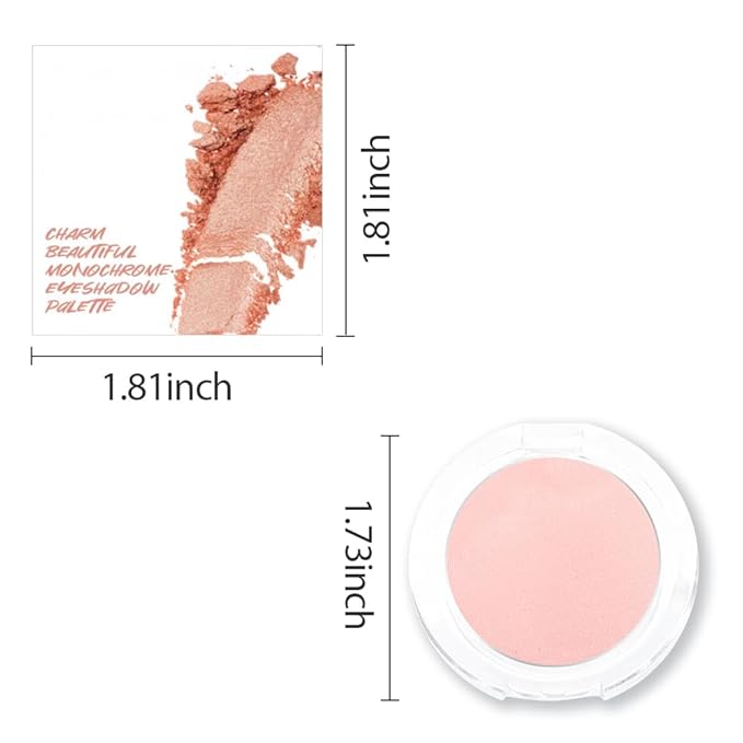 Single Mini Pressed Eyeshadow Makeup Palette, Nude Pink Sparkle Shimmer Glitter Monochrome Cream Eye shadows Palette Brightener Makeup for Older Women, Pigmented Waterproof 01#-Velvo Beauty