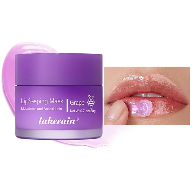 Sleeping Lip Mask, Long-Lasting Nourish & Hydrate Lip Mask, Lip Balm, Lip Oil, Lip Skin Care, Hydrating, Moisturizing Lip Lines Night Sleep Care Lip Anti-chapped Lip Cream (04# Grape)-Velvo Beauty
