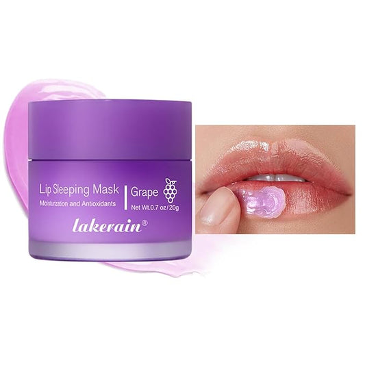 Sleeping Lip Mask, Long-Lasting Nourish & Hydrate Lip Mask, Lip Balm, Lip Oil, Lip Skin Care, Hydrating, Moisturizing Lip Lines Night Sleep Care Lip Anti-chapped Lip Cream (04# Grape)-Velvo Beauty