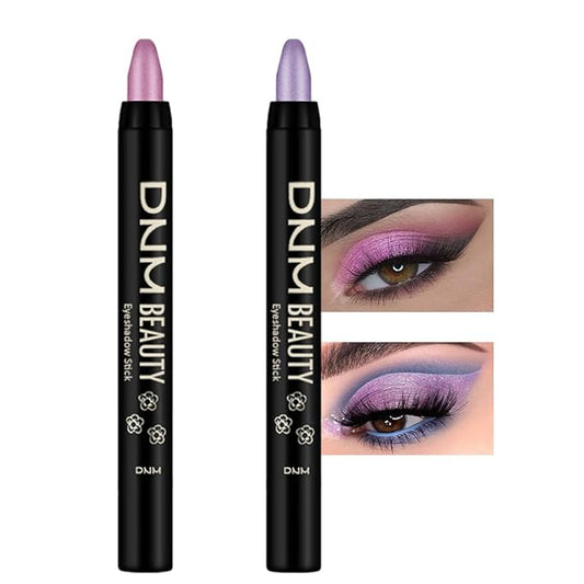 Kaely 2Pcs Cream Eyeshadow Stick Set for Eyes,Pink & Light Purple Shimmer Pen,Eye Brightener Halloween Makeup,sombras para ojos,Smooth Eye Shadow Highlighter Crayon Pencil Waterproof,07+08-Velvo Beauty
