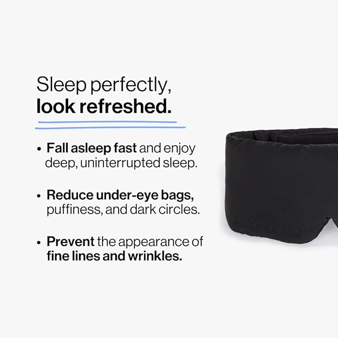 Dore & Rose Deep Sleep Mask Light Blocking, 23 Momme Mulberry Silk Eye Mask, Ultra Soft, Adjustable - Travel Sleeping Mask for Men & Women - Black-Velvo Beauty