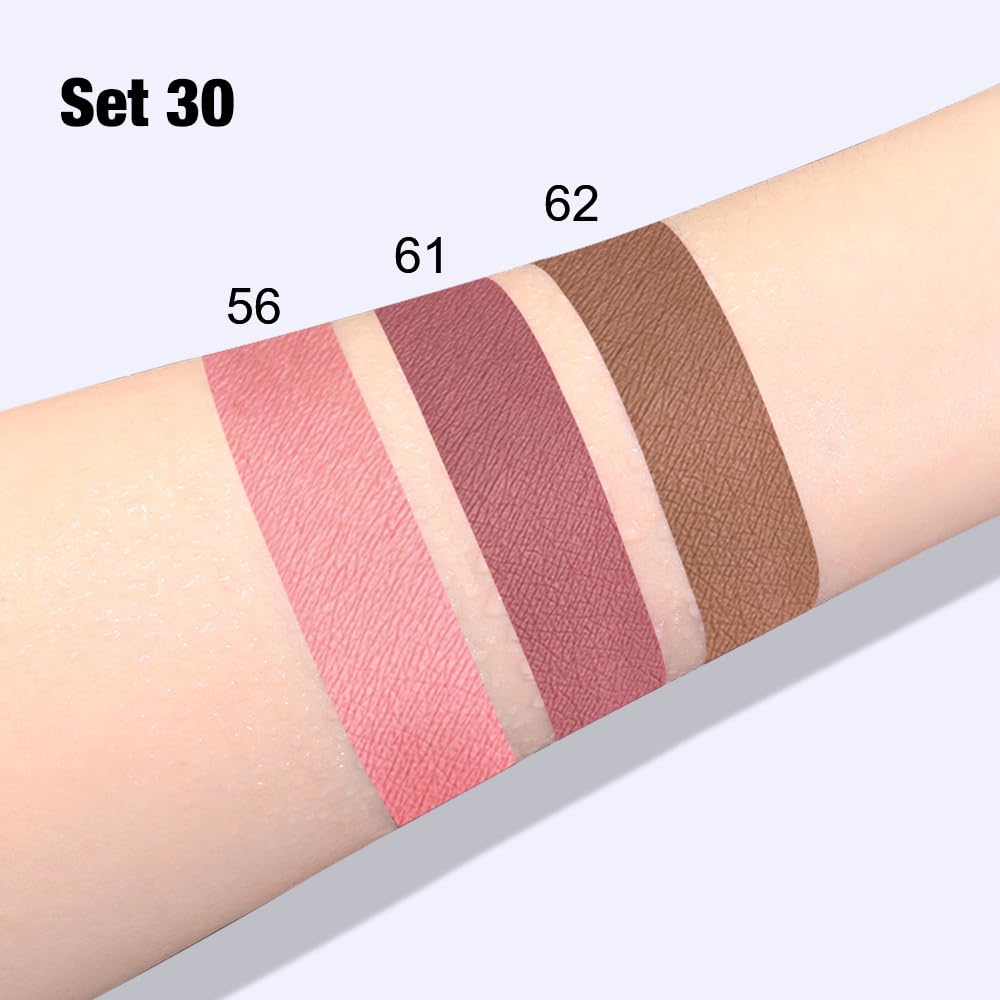 evpct 3Pcs Light Neutral Nude Matte Liquid Lipstick Lip Stain Sets for Women, Matte Lipstick Long Lasting Waterproof Permanent 24 Hours original, Magic Lip Sticks Pack for Halloween Daily Makeup-Velvo Beauty