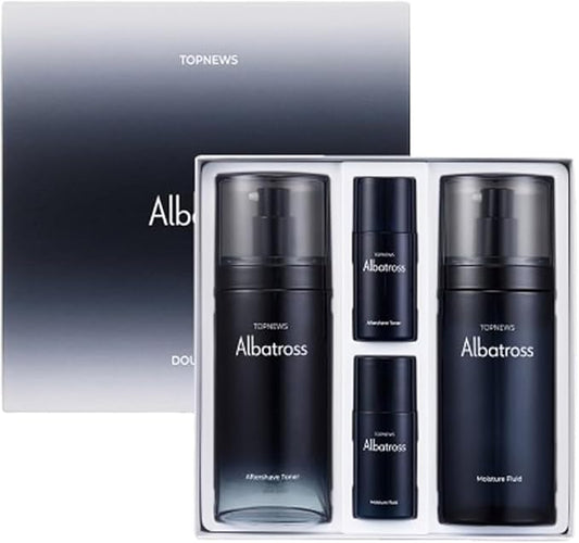 CHARMZONE Albatross Skincare for Men Aftershave Toner and Emulsion Set Father's Day Gift Set Hydrating Moisturizing Nourishing Toner+ Fluid + Travel size Total of 10.5 fl.oz-Velvo Beauty