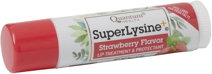 Quantum Health SuperLysine+ Lip Sunscreen Coldstick|Strawberry|Herbal Lip Balm|Soothes, Moisturizes, and Protects Lips from the Sun|SPF 21|0.17 Ounce Stick-Velvo Beauty