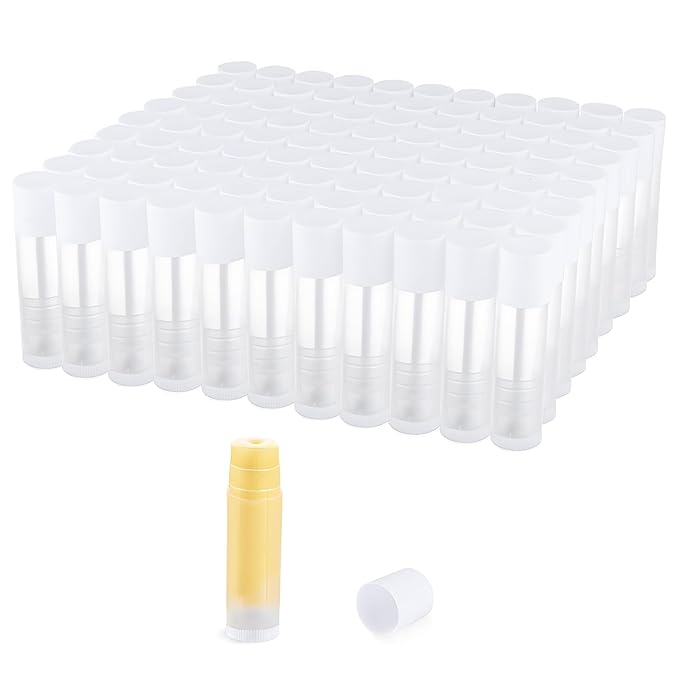 100 Pcs 5.5ml Bulk Empty Lip Balm Tubes Refillable Plastic Lip Gloss Container Travel Lipstick Tubes Chapstick Tubes Holder For DIY Homemade Lip Balm (clear)-Velvo Beauty