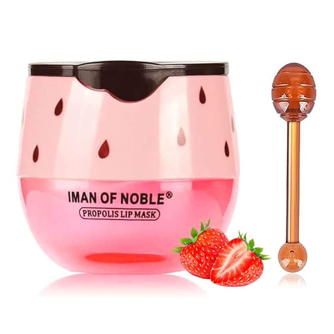 Bee Lip Balm Honey Pot, Hydrating & Prevention Dry and Cracked Lip Scrubs Exfoliator, Propolis Moisturizing Lip Mask Honey Lip Balm Reduces Lip Lines, Lip Exfoliating Bee Lip Balm with Brush-Velvo Beauty