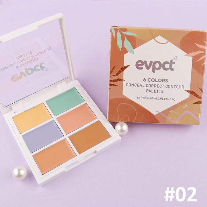 evpct 6 Colors Conceal Correct Cream Contour Makeup Palette for Mature Skin Color Correcting Conceal trouble spots dullness dark circles Correct discolorations Camouflage imperfections Covers redness-Velvo Beauty