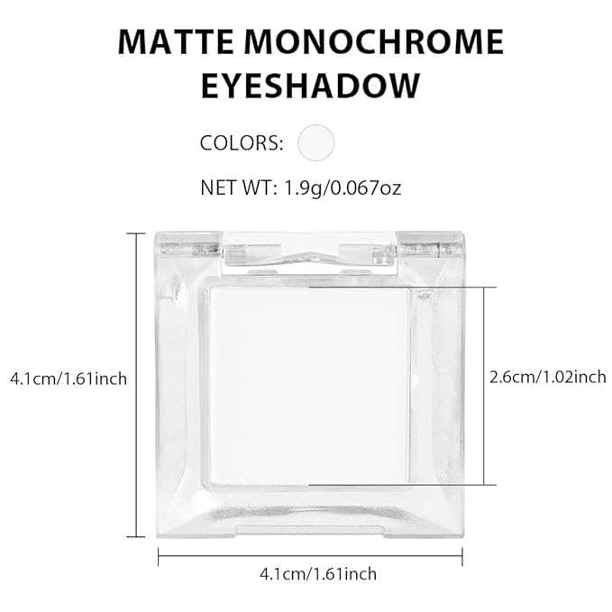 Eyeshadow Single Matte, High-Pigment Monochrome Eye Shadow Pressed Powder, Everyday Velvety Silky Eye Makeup Looks, Professional Long-Lasting Waterproof Single Eyeshadow Palette, White 02-Velvo Beauty