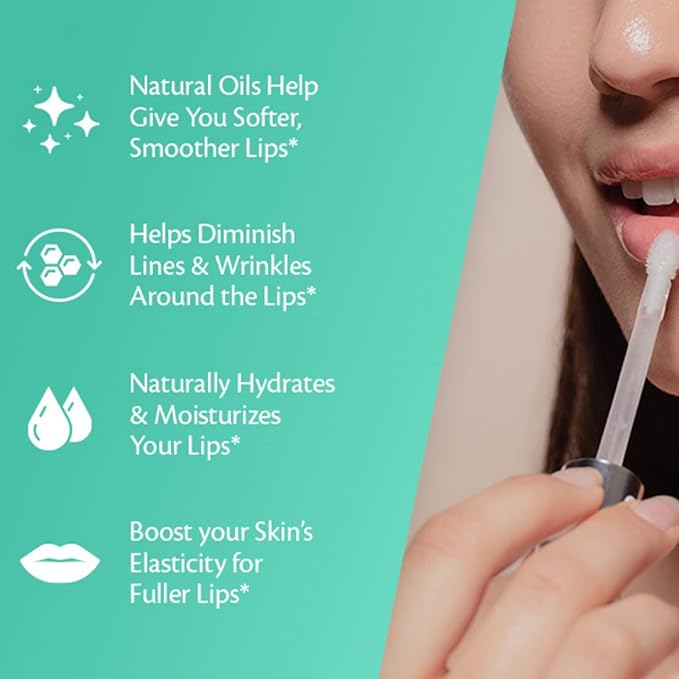 Collagen Lip Plumper Clinically Proven Natural Lip Enhancer for Fuller Softer Lips Increased Elasticity Reduce Fine Lines Hydrating Plump Gloss Lipstick Primer 4 ml (Teal) by M3 Naturals-Velvo Beauty