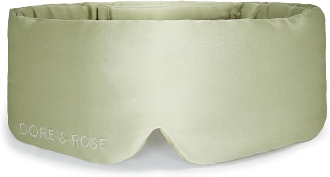 Dore & Rose Deep Sleep Mask Light Blocking, 23 Momme Mulberry Silk Eye Mask, Ultra Soft, Adjustable - Travel Sleeping Mask for Men & Women - Olive-Velvo Beauty