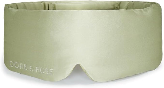 Dore & Rose Deep Sleep Mask Light Blocking, 23 Momme Mulberry Silk Eye Mask, Ultra Soft, Adjustable - Travel Sleeping Mask for Men & Women - Olive-Velvo Beauty