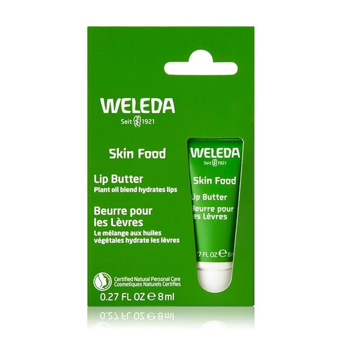 Weleda Skin Food Lip Butter, 0.27 Ounce, Plant Rich Moisturizing Lip Care with Sunflower Seed Oil, Chamomile and Calendula-Velvo Beauty