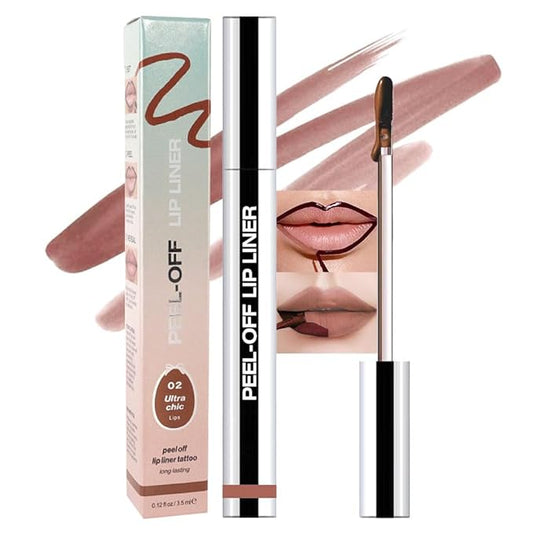 Matte Lip Stain Peel Off Lip Liner, Brown Peel Off Lip Stain Tattoo,Long Lasting & Waterproof Peel Off Lip Gloss Lip Liner,Transfer-Proof All Skin Types.0.12 fl oz #02-Velvo Beauty