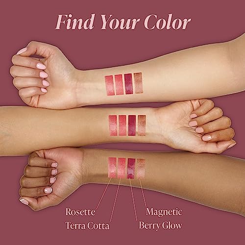 Mineral Fusion 3-in-1 Color Stick, Instant Color Pop and Blush for Cheeks, Creamy Lightweight Formula, Multi-Use Eye, Face, and Lip Makeup, Berry Glow-Velvo Beauty