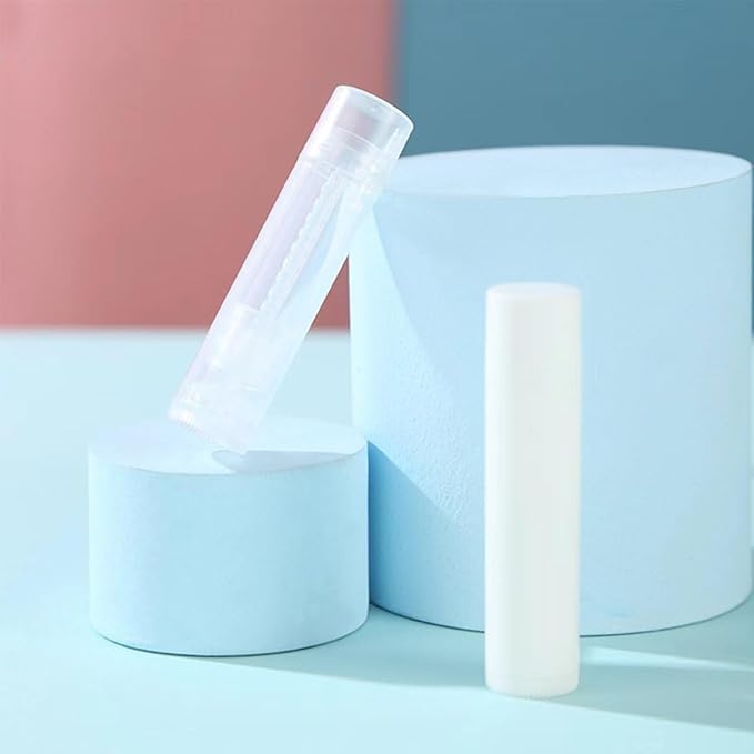 50 Lip Balm Container Kit with Filling Tray and Spatula, Round Tube Refillable Empty Tube 3 Colors, 0.15 oz, BPA Free, for DIY Homemade Lipstick Lipstick (50 white kits,)-Velvo Beauty