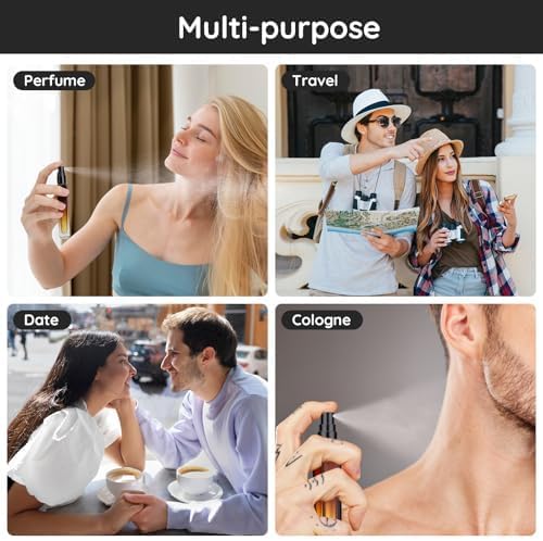 Segbeauty Travel Perfume Bottle, 10pcs 10ML Empty Refillable Glass Perfume Atomizer, 0.34oz Portable Cologne Dispenser Spray Bottle Travel Size Sample Bottles Sprayer Perfume Making Kit Gradient Amber-Velvo Beauty