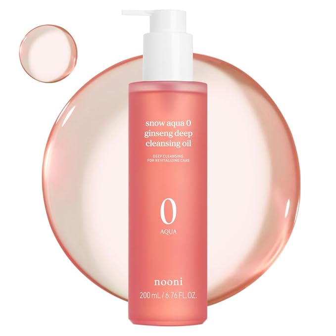 NOONI Facial Cleanser - Snow Aqua 0 Ginseng Deep Cleansing Oil | Makeup Blackhead Remover, Pore Care Control, Glass Skin, Helps Control Sebum, Revitalizing Care, 6.76 FL.Oz (200 ml)-Velvo Beauty