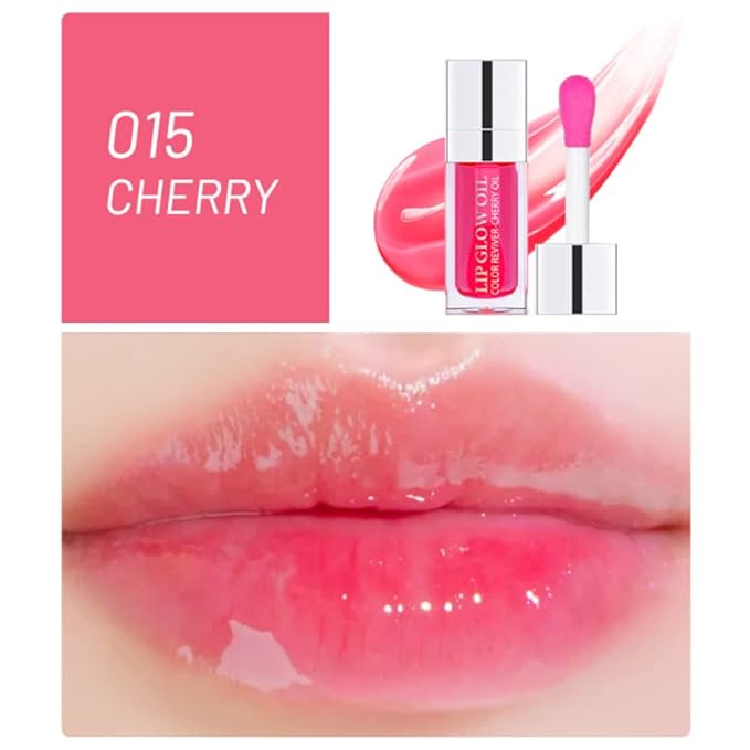 Yasovigi Hydrating Lip Oil Plumping Lip Tint Moisturizing Lip Gloss, Transparent Lip Balm Care Stick Nourishing Repairing Non-sticky, Moisture&Lighten Lip Lines (Cherry)-Velvo Beauty