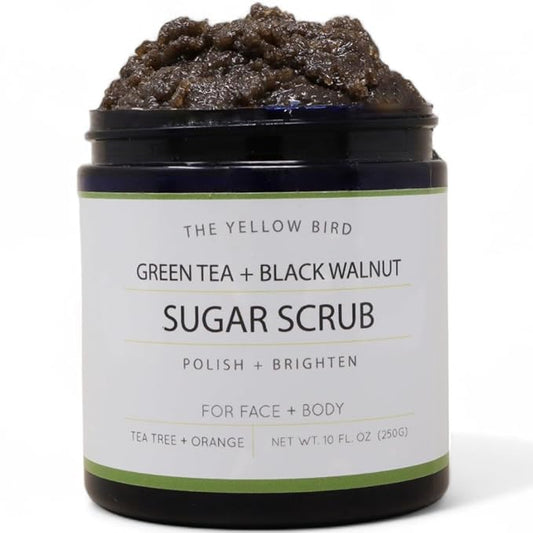 Natural Green Tea Sugar Scrub. Face, Body, and Foot Exfoliator. Helps with Moisturizing, Acne, Celluite, Wrinkles, and Exfoliating Dead Skin.-Velvo Beauty