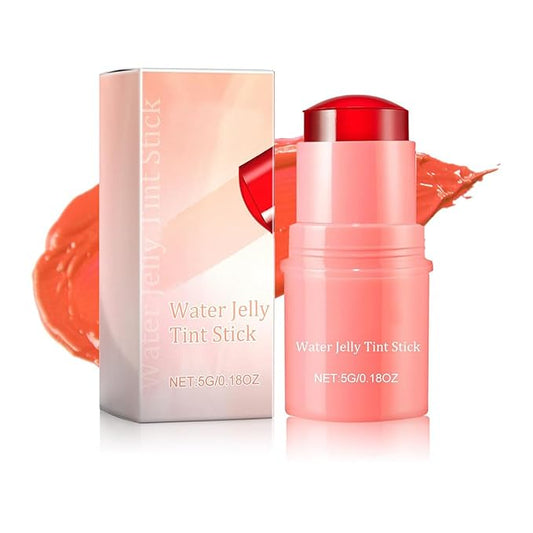 Milk Cooling Water Jelly Tint Blush Stick Face Makeup, Sheer Lip & Cheek Stain, Buildable Watercolor Finish,Vegan, Cruelty Free - 0.18 fl oz (CORAL)-Velvo Beauty