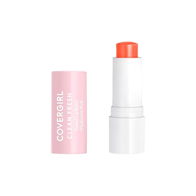 CoverGirl Clean Fresh Tinted Lip Balm, Vegan Formula, Hydrating, Natural Finish, Cruelty Free, Made for Peach, 1 Count-Velvo Beauty
